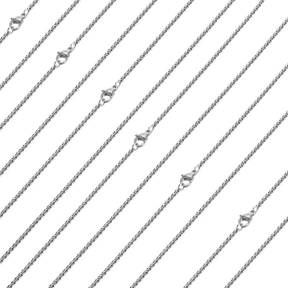 10Pcs Necklaces Chain for Jewelry Making 304 Stainless Steel 45CM Silver Chain for for Jewelry Making Supplies