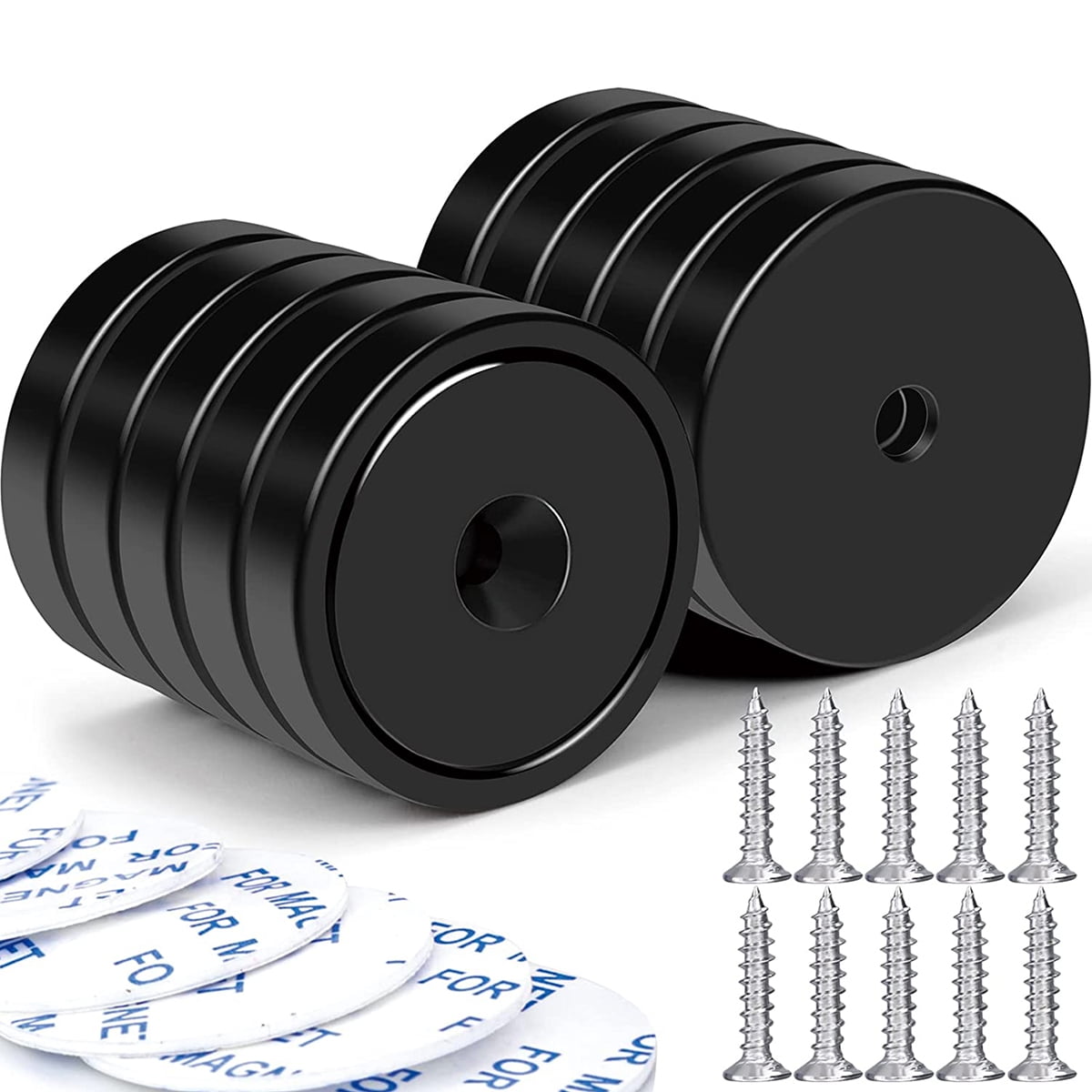 10Pcs Neodymium with Countersunk Hole 110LB Heavy Duty Rare Earth Round Base