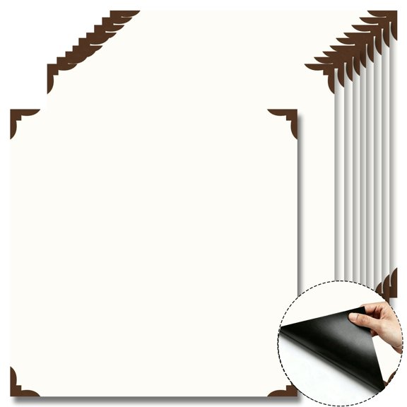 10Pcs Neutral Corner Floral Self-Adhesive Floor Tiles,12x12 In Cover 10 Sq.Ft,Self-Adhesive DIY Vinyl Flooring,Removable,Waterproof & Anti-Slip,for Bathroom,Kitchen,Walls,Bedroom,Stairs,Home