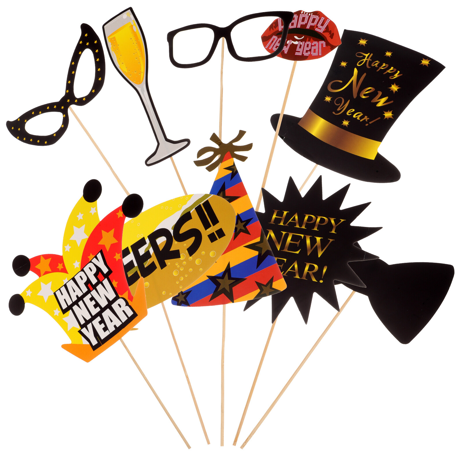 10Pcs New Year Photo Props 2023 New Year Party Supplies Holiday Supplies