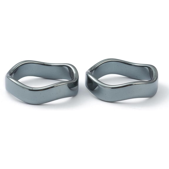 10Pcs Non-magnetic Hematite Finger Rings Wave Ring Curved Surface Ring Hematite Stone Jewelry for Women Festival Elegant Gifts Jewelry US Size 12 1/4(21.5mm)
