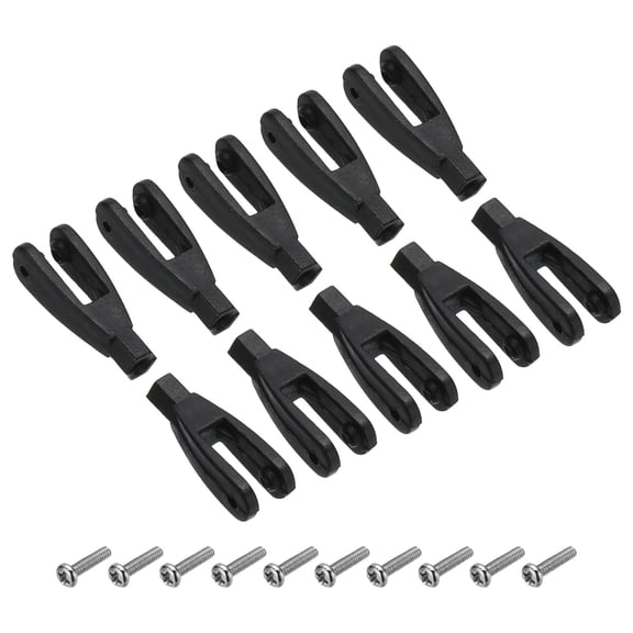 10Pcs Nylon Clevis M2 Thread Linkage End with Screws Fixing Wings for RC Airplane Car,Black