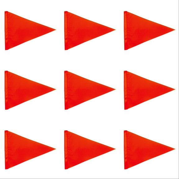 10Pcs Orange Safety Flag, Tear-Resistant Waterproof High Visibility Warning Triangle Banner with Sleeve Replacement, Attention Safety Flag for ATV, UTV, Boat, Bike, Car, Off-Road Vehicle 11x8.2 Inch