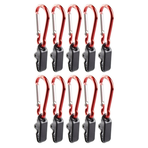10-Pack Outdoor Tarp Clips with Carabiner Lock, Heavy Duty Awning Clamps for Tent, Canopy, and Camping Accessories