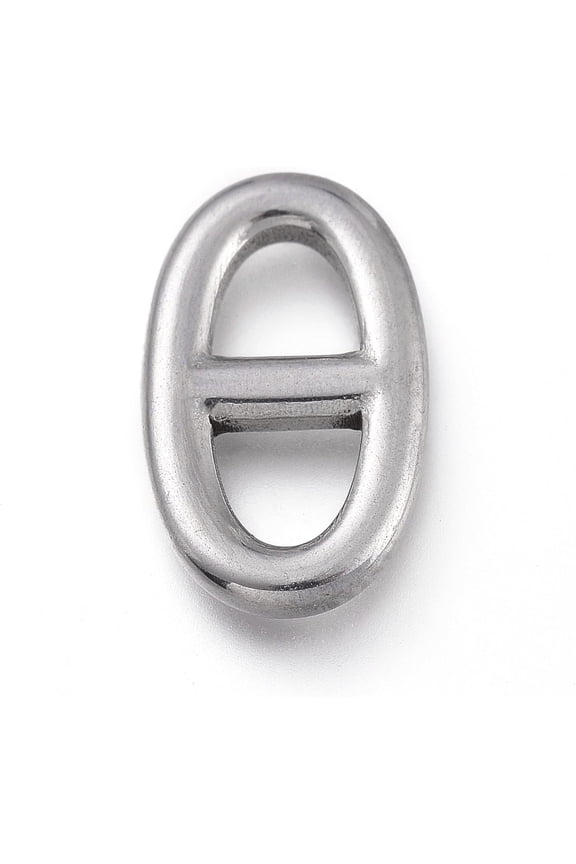 10Pcs Oval 304 Stainless Steel Connector Charms Navy Mesh Charm Pendant Links Marine Mesh Link Charm Pendant Decoration for Women DIY Necklace Bracelet 14.5x8.5x2mm Stainless Steel Color