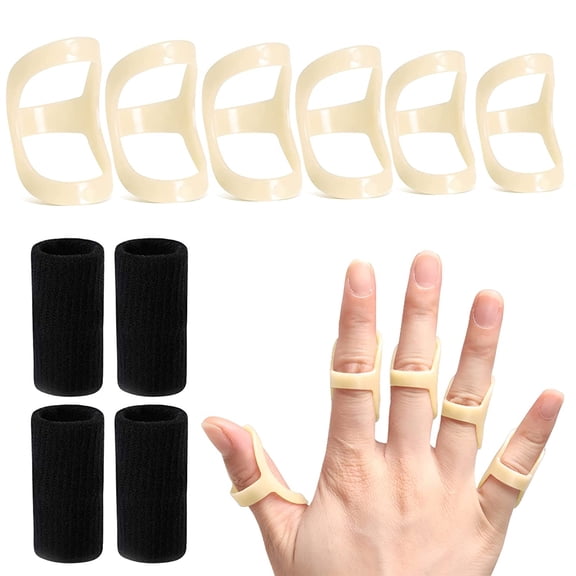 10Pcs Oval Finger Splints & Sleeves Kit, 6 Graduated Trigger Finger Splint & 4 Finger Sleeves for Trigger/Mallet/Arthritis/Straightening, Finger Brace Support for Thumb/Middle/Ring/Index/Pinky