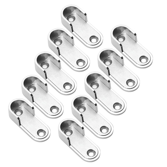 10Pcs Oval Flanges Mount Wardrobe Brackets Zincs Alloys Thickened Support Clothes Hanging Bar Hardware Closet Rod Brackets