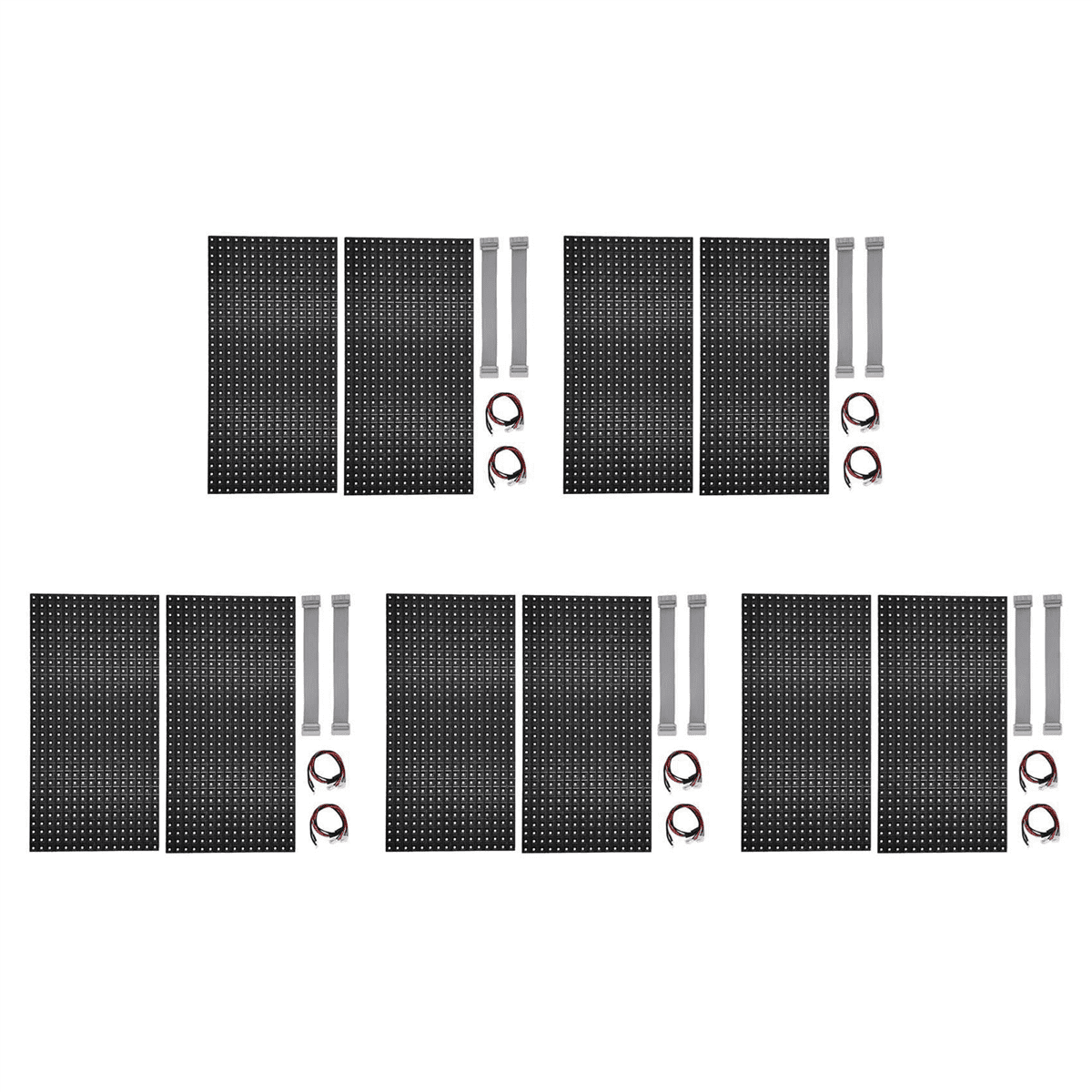 10Pcs P10 Full Color Outdoor LED Module HUB75 SMD3535 32x16 Pixels LED Display Panel 320x160mm 1/4S Driver,10 x LED Display Unit Board 10 x Power cord 10 x cable,Black