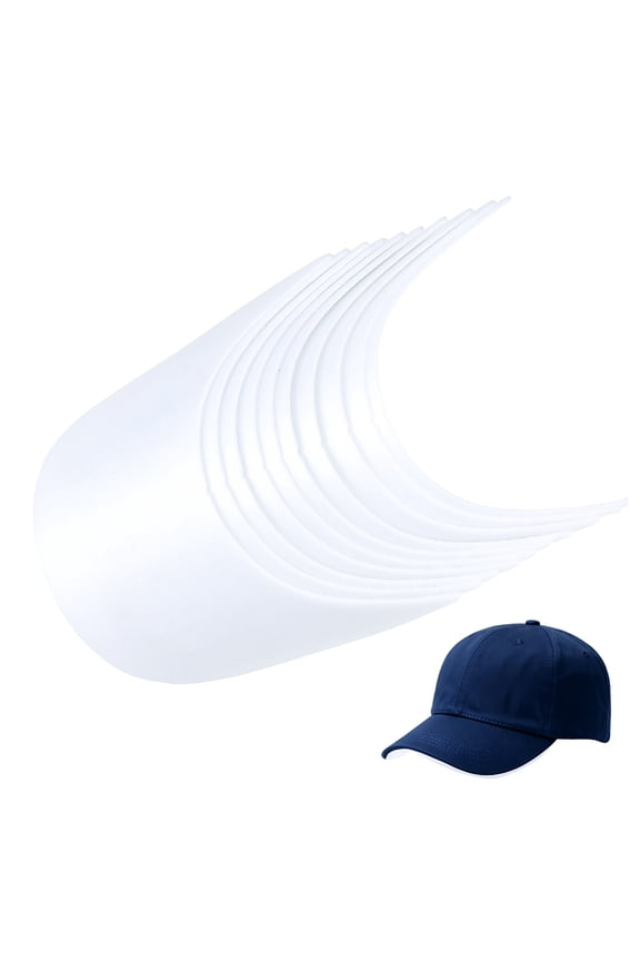 10Pcs PE Plastic Hat Brim Board for Peaked Cap Sport Cap Sun Visor Hat White 129x124x2mm for making