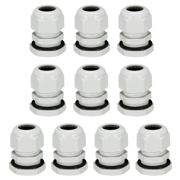 10Pcs PG19 Cable Gland Waterproof Joint Adjustable White for 12mm-15mm Dia Wire