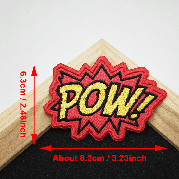 10Pcs POW! Comic Book Sound Effect Embroidered Patch with Hook and Loop Backing, Retro Pop Art Applique Badge for Vests, Jackets, Backpacks, and Clothing
