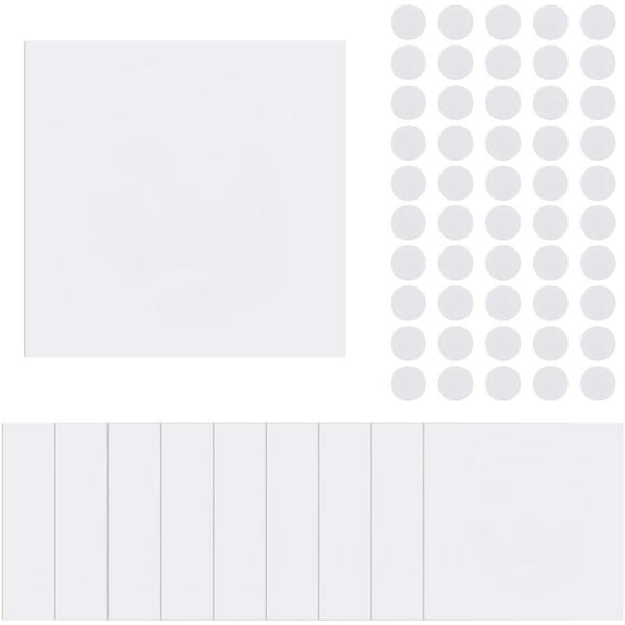 10Pcs PP Plastic Wall Hole Cover Sheets with 100Pcs Plastic Stickers 15.2cm/5.98" PVC Material Dustproof Cover Plate Square Frosted Blank Plate for DIY