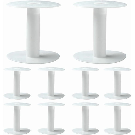 10Pcs PS Plastic Empty Spools for Wire Thread Bobbins White 8.1x8.3cm Craft