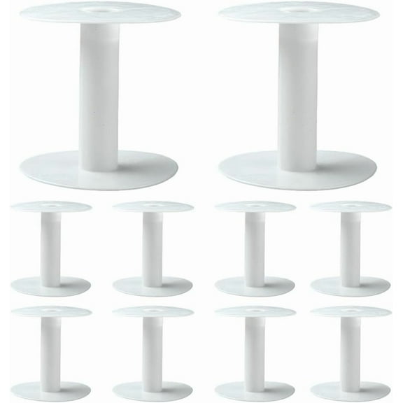 10Pcs PS Plastic Empty Spools for Wire Thread Bobbins White 8.1x8.3cm for Handmade