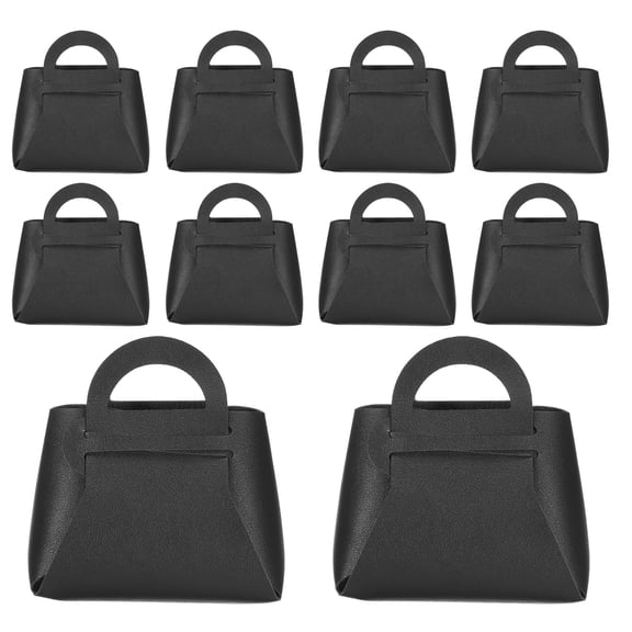 10Pcs PU Leather Gift Boxes with Handles, 4 x 2 x 4.3 Inch Party Favor Bag with Ribbon Candy Gift Boxes, Black