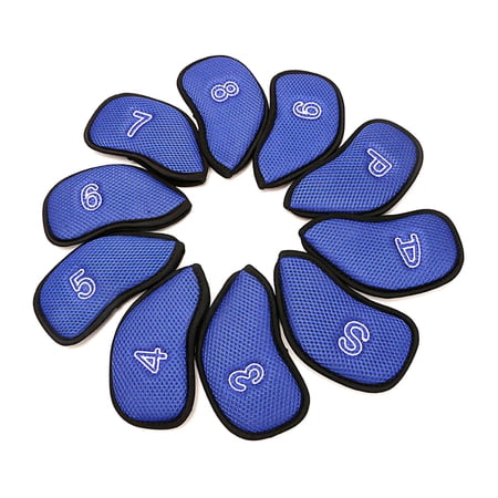 10Pcs/Pack Meshy Golf Iron Covers Set Golf Covers Set Lightweight Water Meet the quality standards, tested before shipment - blue