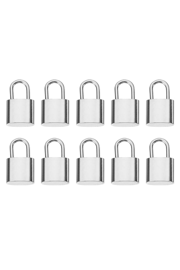10Pcs Padlock Charm, Mini Lock Bracelet Charm Pendant Steel 3D Padlock Pendants for Jewelry Making, Silvery