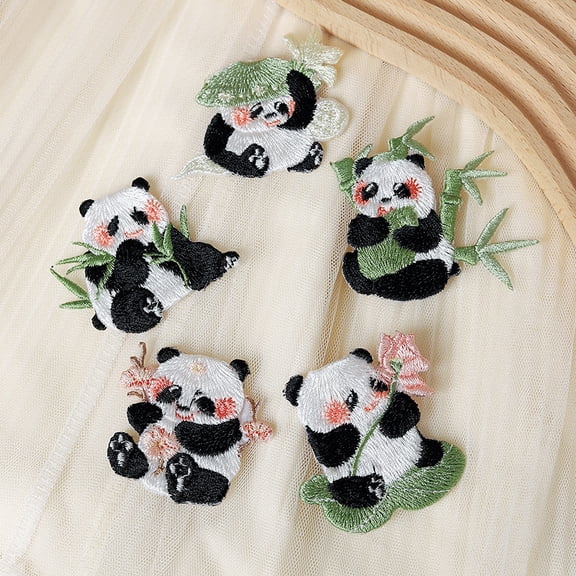 10Pcs Panda Sew on Patches for Girl, Embroidered Bamboo Sew on Patch for Clothes, Hats, Jeans, Dress, Backpacks, Machine Washable