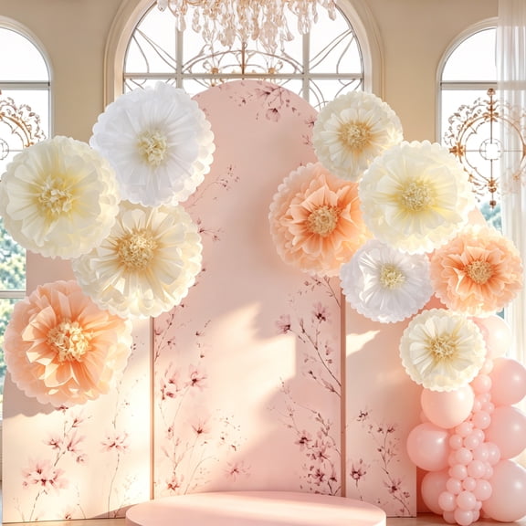 10Pcs Paper Flower Decoration 17.7" and 11.8" Tissue Flower Multi Color Versatile Party Decor for Wedding Baby Shower and Celebration