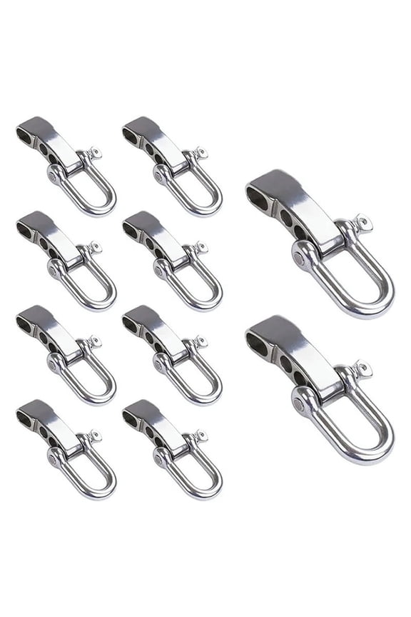 10Pcs Paracord Bracelet Shackle Buckle, D Shackle Clip, Silver