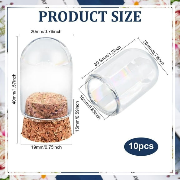 10Pcs Pearlescent Glass Jars Bottles Dome Dome Cover Decoration Bottles with Cork Stoppers for Mother's Day Wedding Party Favors Arts and Small Projects Home Decoration