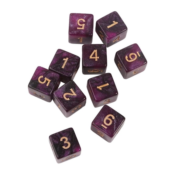 10Pcs Pearlized Engraving Acrylic Dices 15mm Dices Party Family Board Game Dices