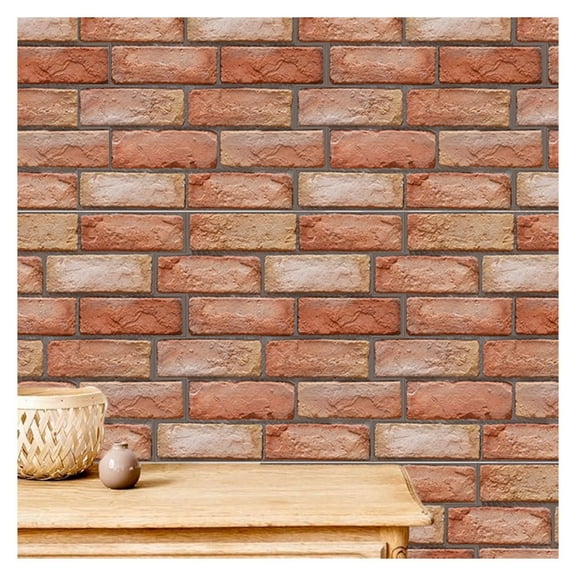 10Pcs Peel and Stick Tile Backsplash Red Brick Design Stick on Subway Tiles 3D Brown Wall Panel Removable Self-Adhesive Wall Stickers for Home Kitchen Bathroom Back Splashes Decor