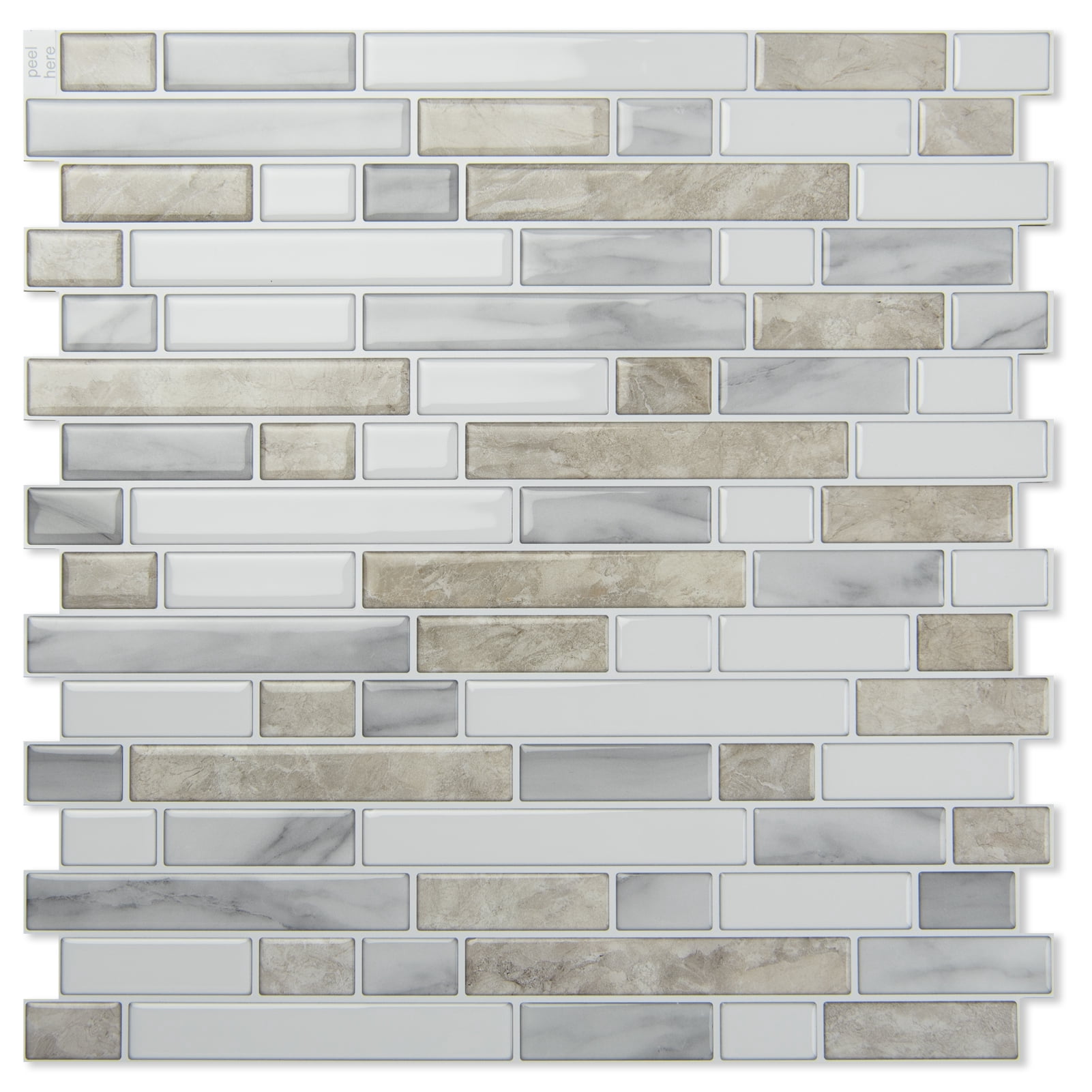 10Pcs Peel and Stick Backsplash Thicker Design,12''x12'' Self-Adhesive Wall Tiles for Kitchen,Bathroom in Beige/White