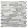 thumbnail image 1 of 10Pcs Peel and Stick Backsplash Thicker Design,12''x12'' Self-Adhesive Wall Tiles for Kitchen,Bathroom in Beige/White, 1 of 8