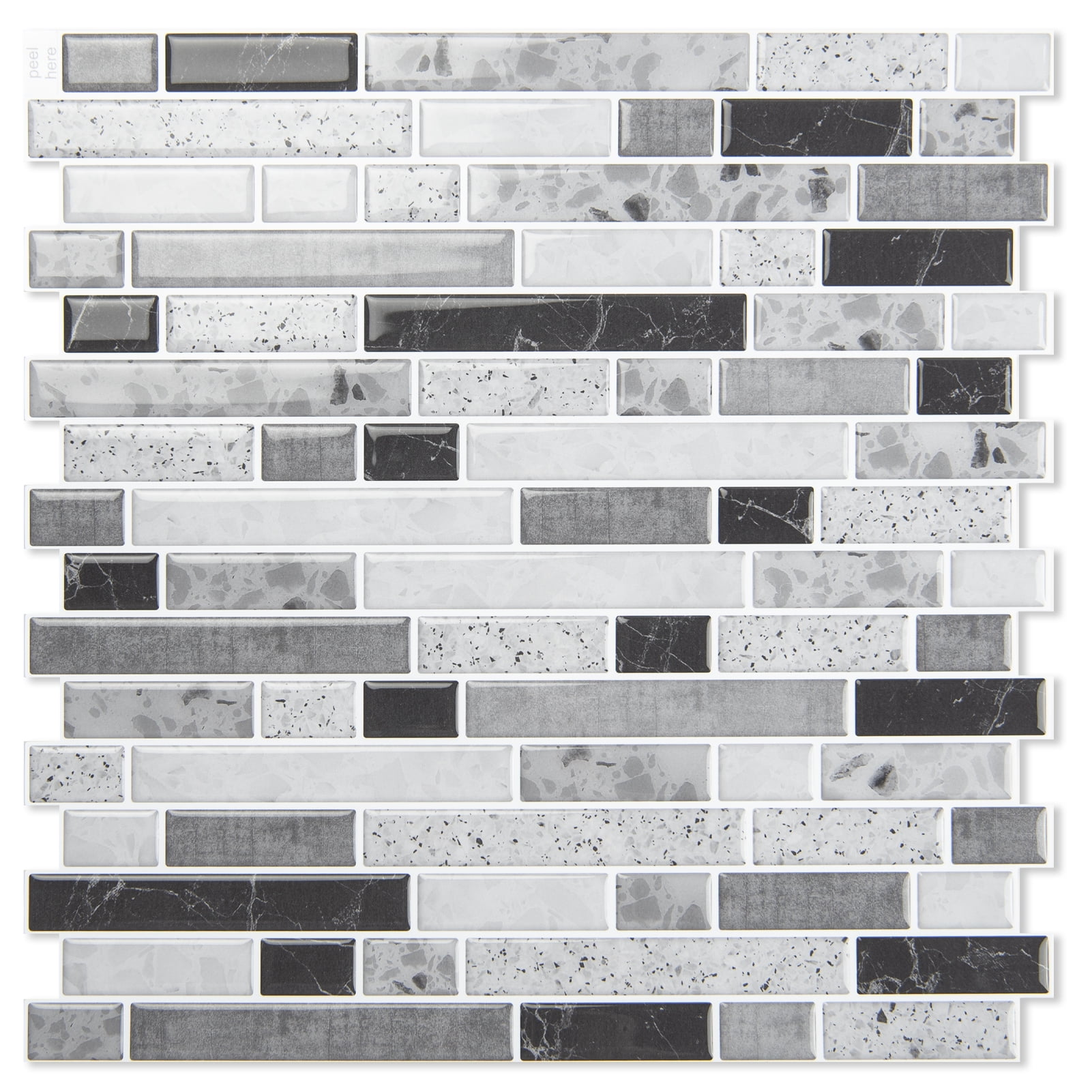 10Pcs Peel and Stick Backsplash Thicker Design,12''x12'' Self-Adhesive Wall Tiles for Kitchen,Bathroom in Carrara Grey