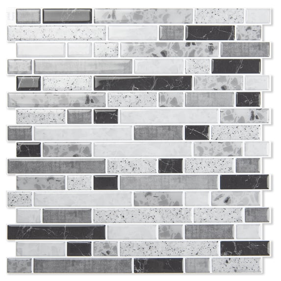 10Pcs Peel and Stick Backsplash Thicker Design,12''x12'' Self-Adhesive Wall Tiles for Kitchen,Bathroom in Carrara Grey