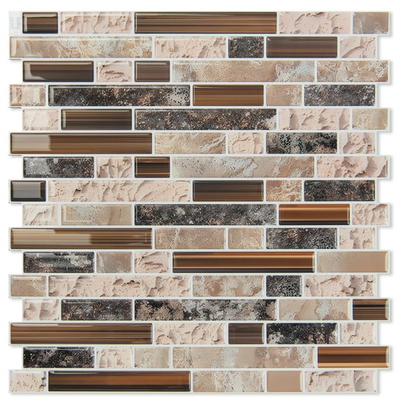 10Pcs Peel and Stick Backsplash Thicker Design,12''x12'' Self-Adhesive Wall Tiles for Kitchen,Bathroom in Sandstone