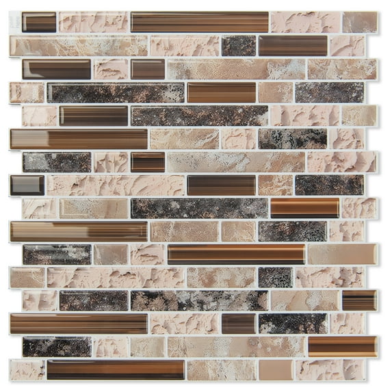 10Pcs Peel and Stick Backsplash Thicker Design,12''x12'' Self-Adhesive Wall Tiles for Kitchen,Bathroom in Sandstone