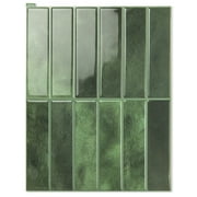 10Pcs Peel and Stick Backsplash Tile,11.4'' x 9'' Subway Tile,Self-Adhesive Wall Tiles for Kitche,Bathroom,RV,Thicker Design in Green