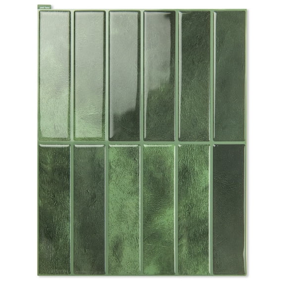 10Pcs Peel and Stick Backsplash Tile,11.4'' x 9'' Subway Tile,Self-Adhesive Wall Tiles for Kitche,Bathroom,RV,Thicker Design in Green