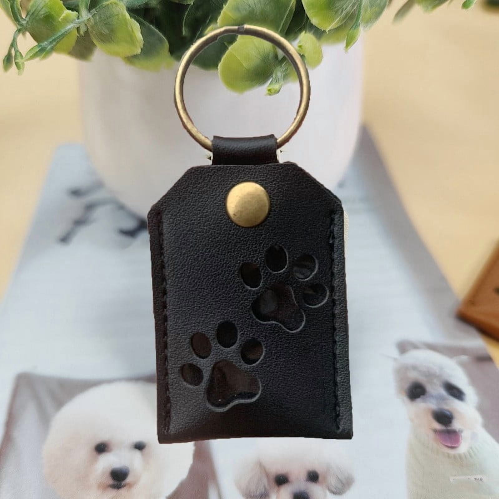Pet Hair Keychain Leather Pet Memorial Keychain - Paw Print Design For Holding Pet Hair, Meaningful Gift For Pet Parents Dog Hair Keepsake