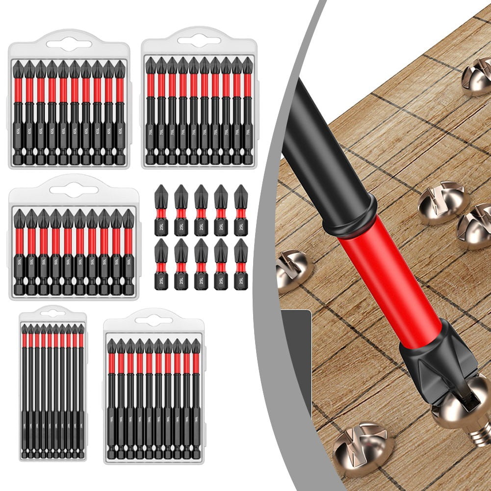 10Pcs Ph2 Magnetic Screwdriver Bit Set Anti-Slip Long Driver Drill Bits 1/4Inch Hex Shank For Manual Screwdrivers Air Drills 150Mm Smile Home