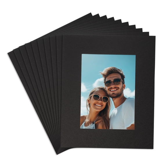 Uxcell 10Pcs Picture Mat 8"x10" Bevel Cut Frame Mattes for Display Art Measuring Black