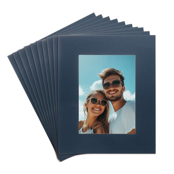 Uxcell 10Pcs Picture Mat 8"x10" Bevel Cut Frame Mattes for Display Art Measuring Dark Blue