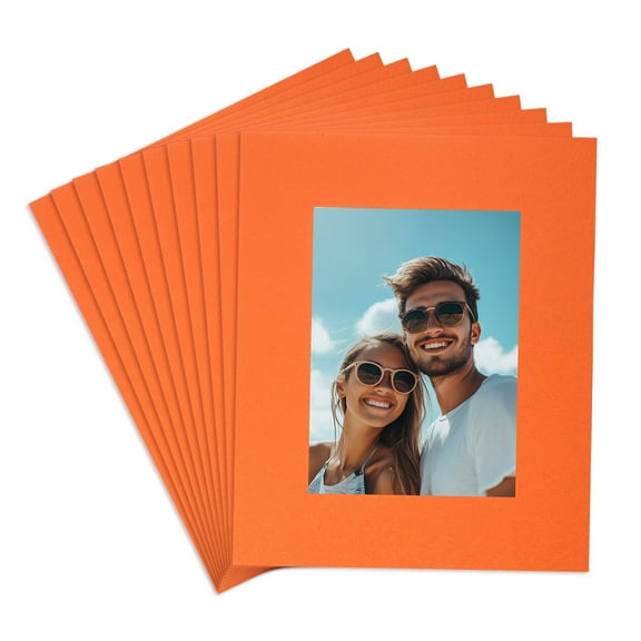 Uxcell 10Pcs Picture Mat 8"x10" Bevel Cut Frame Mattes for Display Art Measuring Orange