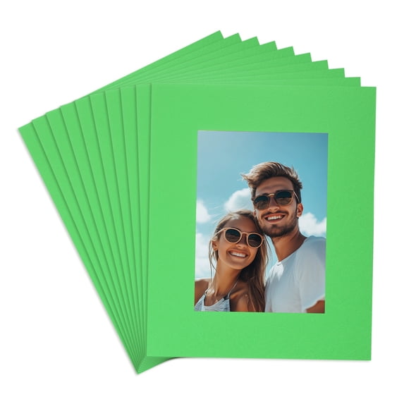 Uxcell 10Pcs Picture Mat 8"x10" Bevel Cut Frame Mattes with Backing for Display Art Measuring Green