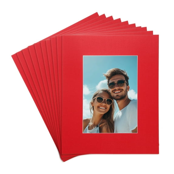 Uxcell 10Pcs Picture Mat 8"x10" Bevel Cut Frame Mattes with Backing for Display Art Measuring Red