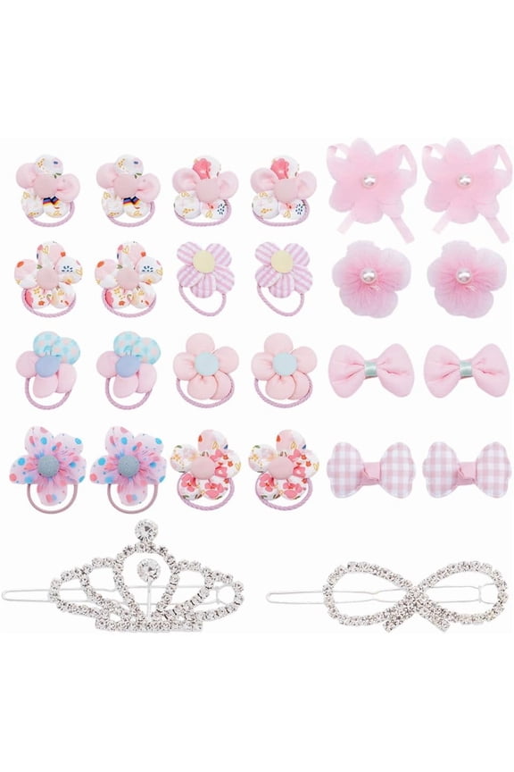 10Pcs Pink Small Dog Hair Bows with Rubber Bands 10Pcs Bulk Puppy Dog Hair Bows Cute Pet Puppy Top Knot Accessories with 2Pcs Sliver Clips for Big Small to Medium Dogs Mixed Color