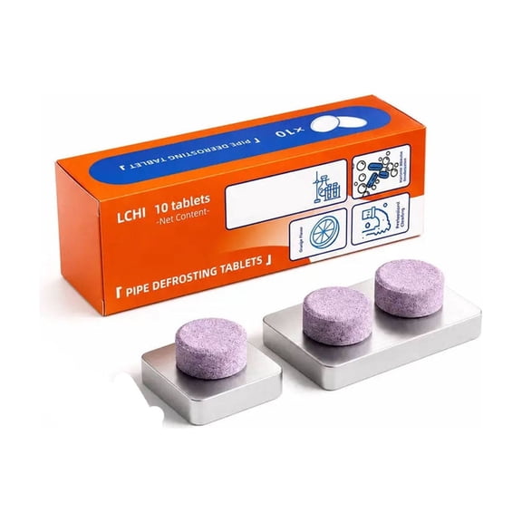 10Pcs Pipe Defrosting Tablets, Drain Line Cleaner, Prevents Odors, Keeps HVAC Drain Pan Clean, Prevents Overflow, Flow Treat Tablets Prevents Odors