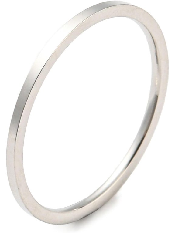 10Pcs Plain Band Finger Ring for Women Men Stainless Steel Minimalist Engagement Promise Ring for Anniversary Birthday Trendy Gift Size 3 ID: 14mm 1mm Stainless Steel Color
