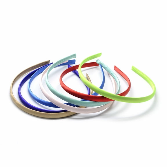 10Pcs Plain Plastic Hair Band Findings No Teeth Covered with Cloth Mixed Color 4.72x0.37 Inch DIY