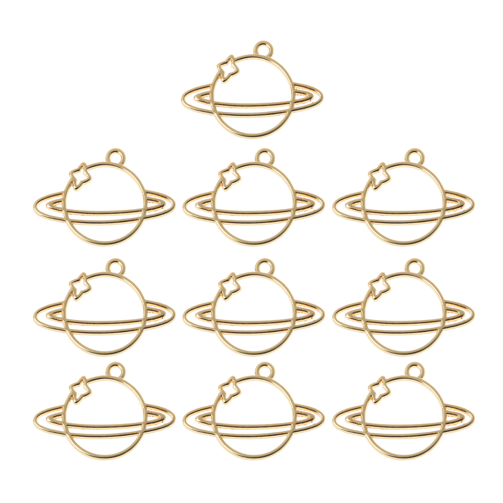 10Pcs Planet Resin Frame Pendant Open Bezel Setting Necklace Keychain Earring Jewelry Making