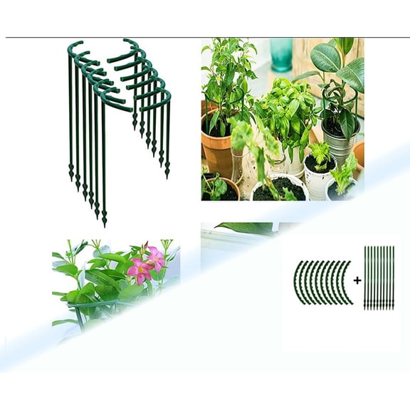 10Pcs Support Stakes Half Round Support Rings Sturdy Growth Holder For Indoor Outdoor Plants(Green-26.2Cm)