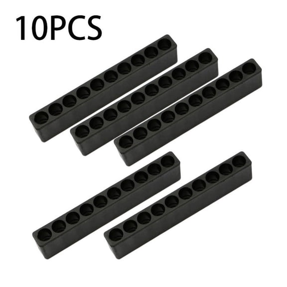 10Pcs Plastic Black 10 Holes Hex Shank Screwdriver Bit Holder Tools Storage Case