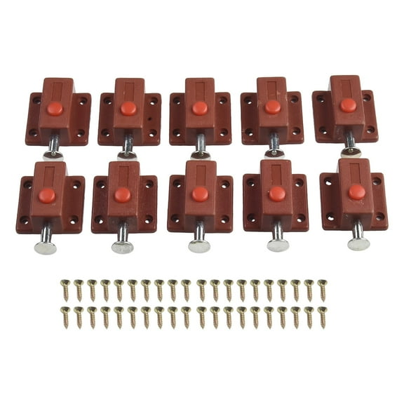 10Pcs Plastic Cabinet Push Button Spring Load Automatic Door Bolt Latches Lock